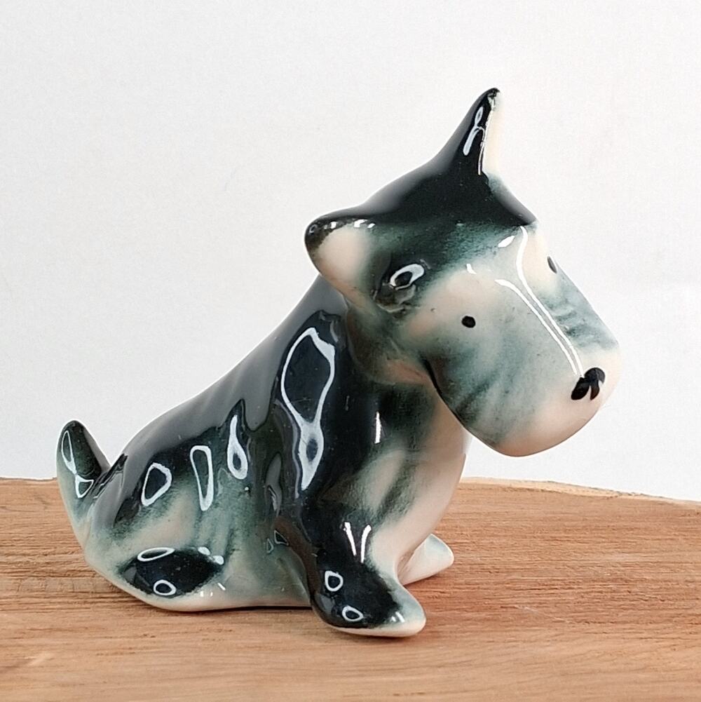 Vintage Scottish Terrier Yorkie Mixed Breed Figurine Figurine Small Blue Black